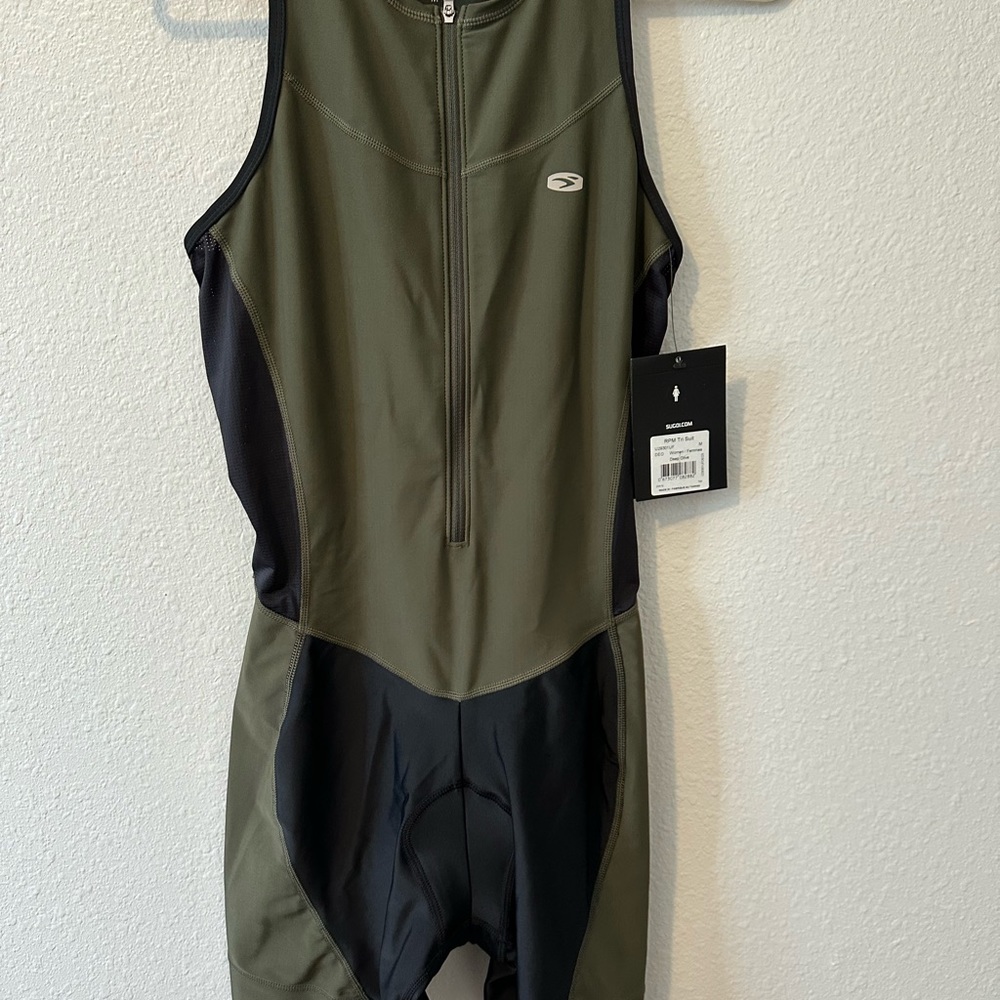 SUGOI Women's Olive and Black Triathlon Suit NWT